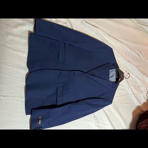 NEW EXPRESS Performance Blue SLIM LINEN BLEND SUIT JACKET SZ 42R Pant Slim 34/30